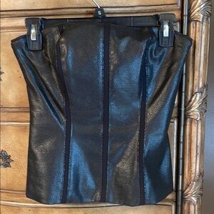 White House Black Market Black faux Leather Crop Top